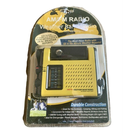 AM/FM / WEATHERBAND POCKET RADIO WITH PIVOTING LED NIGHT LIGHT NEW UNBRANDED - Picture 1 of 5